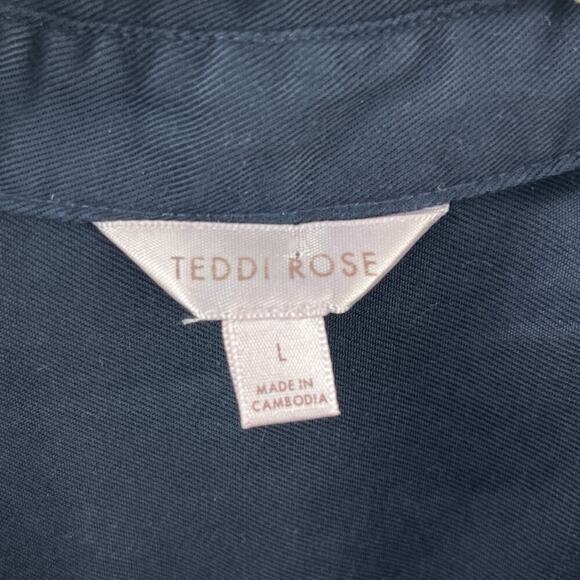 Teddi Rose Womens Shirt Dress Large Tensel Button Front Relaxed Fit Navy NEW - Picture 3 of 8